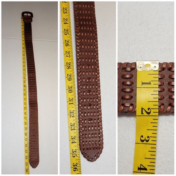 Vintage Woven Brown Leather Belt Women's Medium - Picture 12 of 12